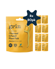 Grin Ultra Clean Adults Floss Picks 80pk Bag Bundle x8