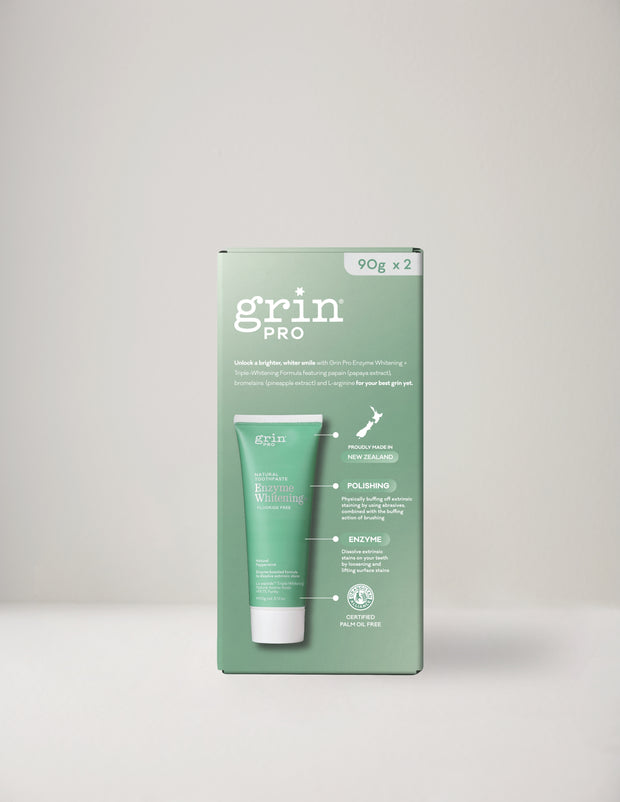 Grin Pro Enzyme Whitening+ Toothpaste (Fluoride Free) Duo Pack